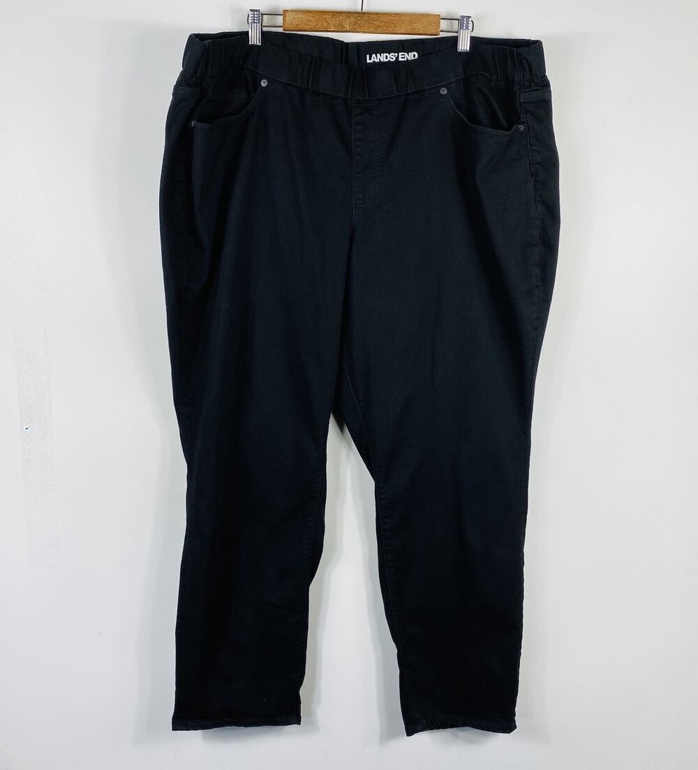 Lands End Jeans Women's 26 Black Mid Rise Pull-On Skinny 5-Pocket